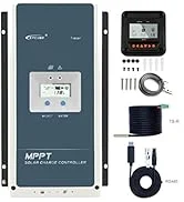 EPEVER 60A MPPT Solar Charge Controller 48V/36V/24V/12V Auto, Negative Ground Solar Controller Ma...