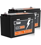 12V 100Ah LiFePO4 Lithium Battery (2-Pack) Built-in 100A BMS, Rechargeable LiFePO4 Battery with M...