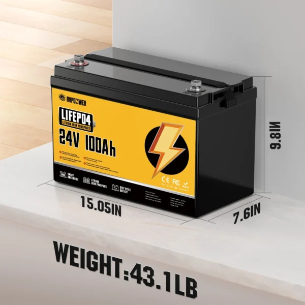 Batería RVPOZWER LiFePO4 24V 100Ah